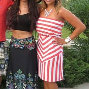 Bisou bisou striped strapless dress