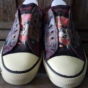 Ed Hardy Design Leather Slip On Tennis Shoes