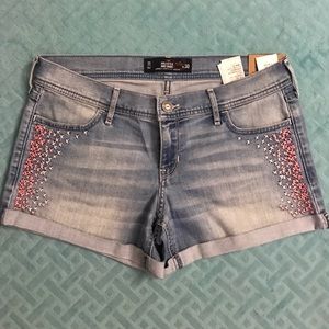 Hollister pink stitch stretch midi shorts NWT