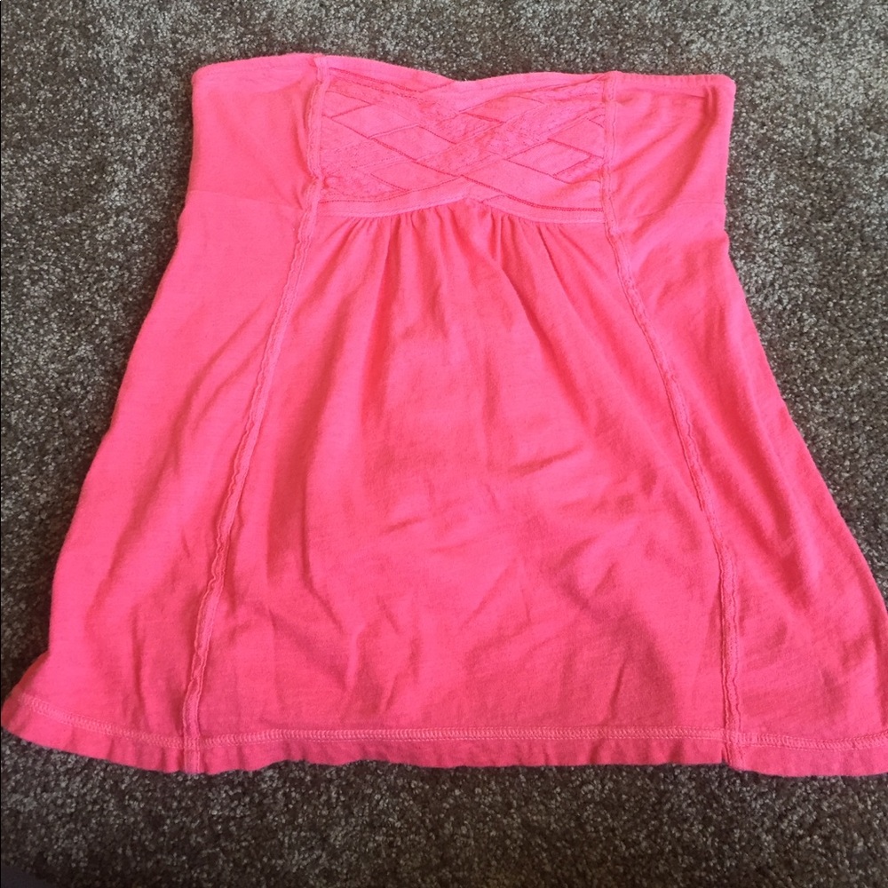 Pink strapless top