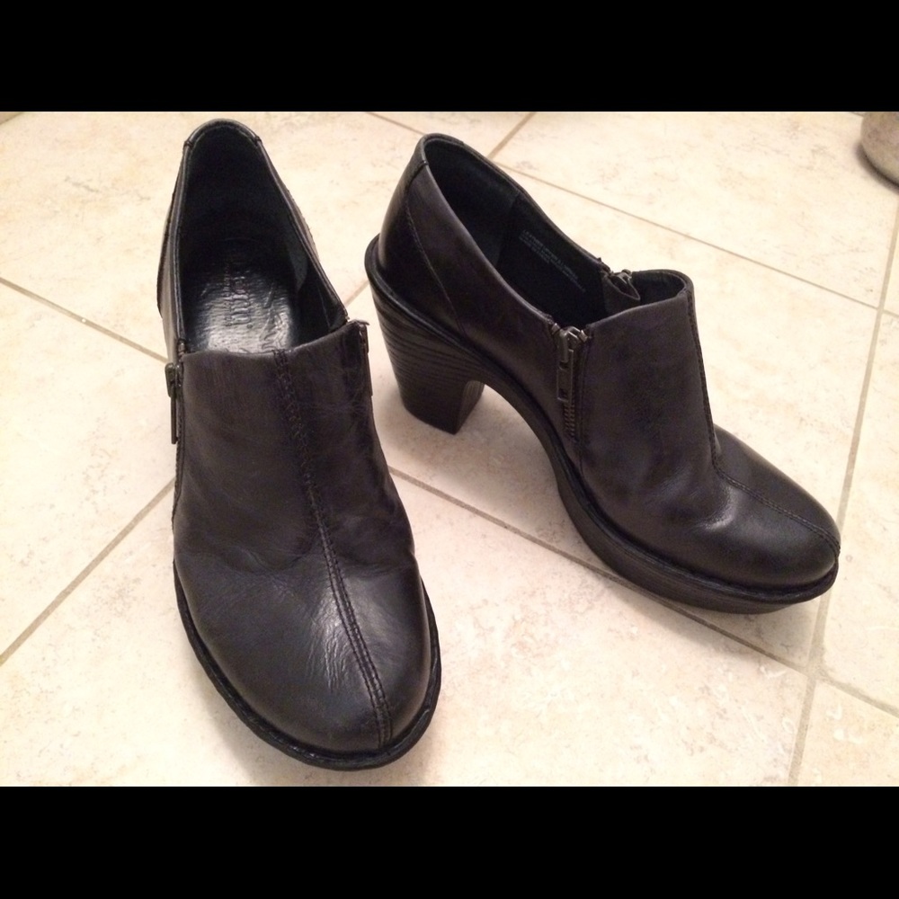 Black leather booties