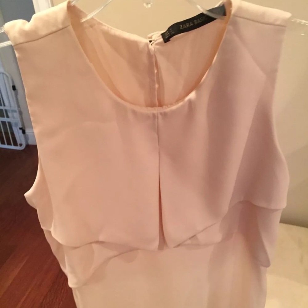 ZARA Light Pink Peach Tiered TOP WOMENS SIZE S