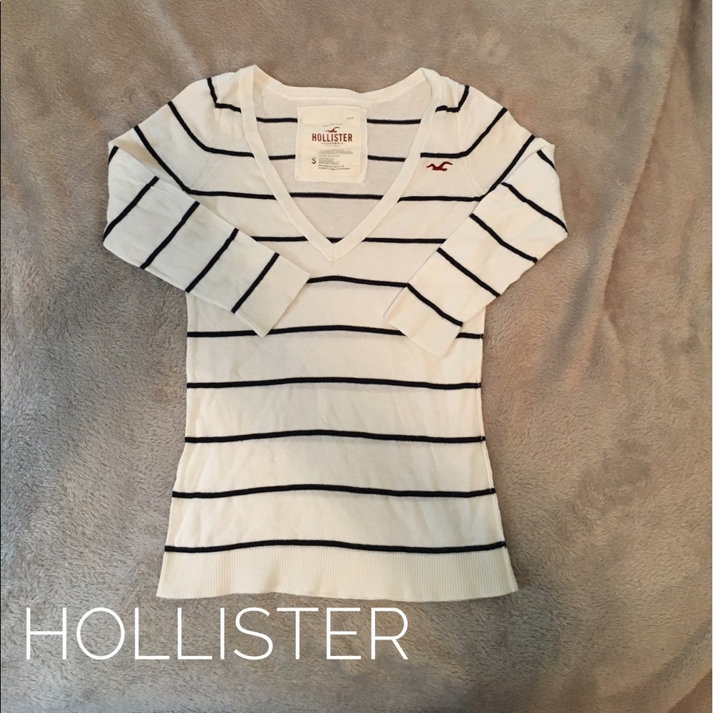 Navy and white v neck sweater