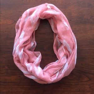 Pink and white infinity scarf