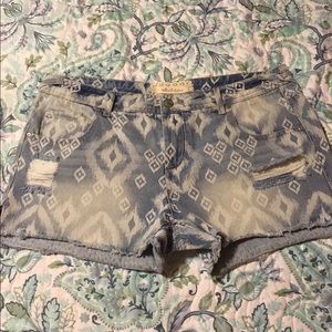 New altar'd state patterned denim shorts