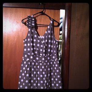 Gray and white polka dot dress