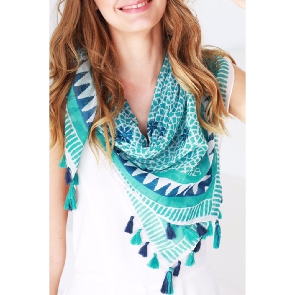 Turquoise Tassel Scarf