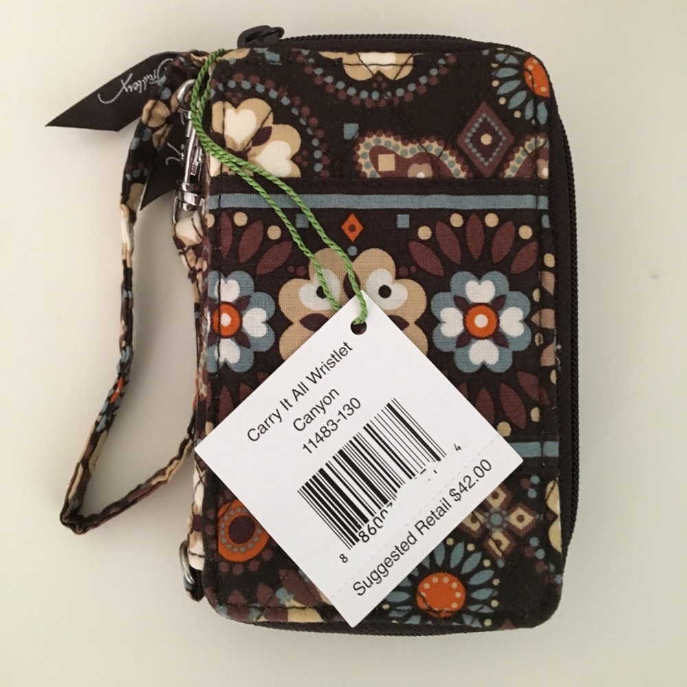 Vera Bradley Brown Flower Print Wristlet
