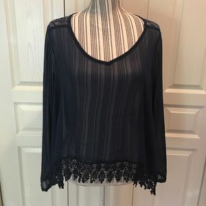 Navy Sheer Blouse