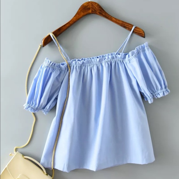 Exposed Shoulder Peasant Blouse - Picture 3 of 6