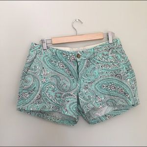 Paisley mint green patterned 2" inseam shorts!