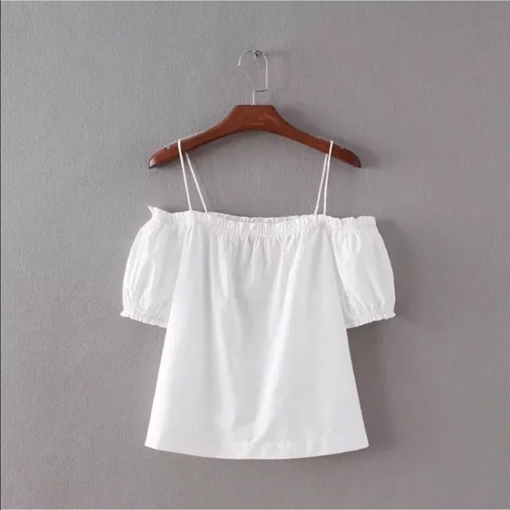 ❤️Sale! Exposed Shoulder Peasant Blouse - Picture 2 of 5