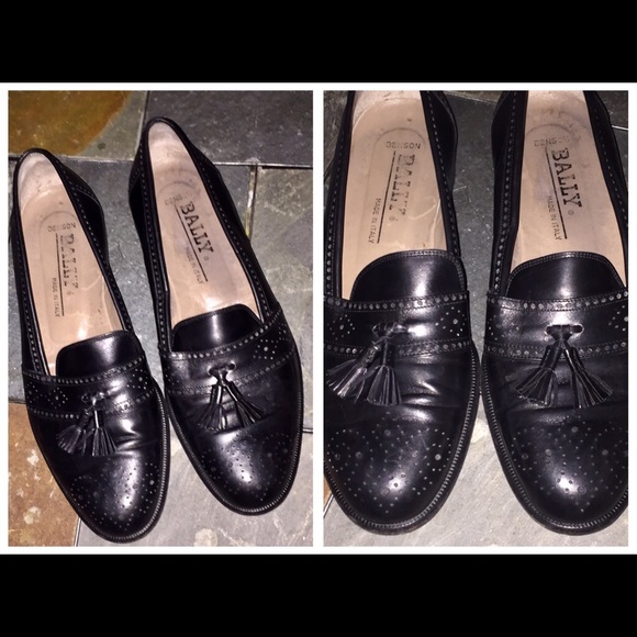 BALLY BLACK CALF LEATHER TASSEL WINGTIP SHOES 9.5D - Picture 1 of 8