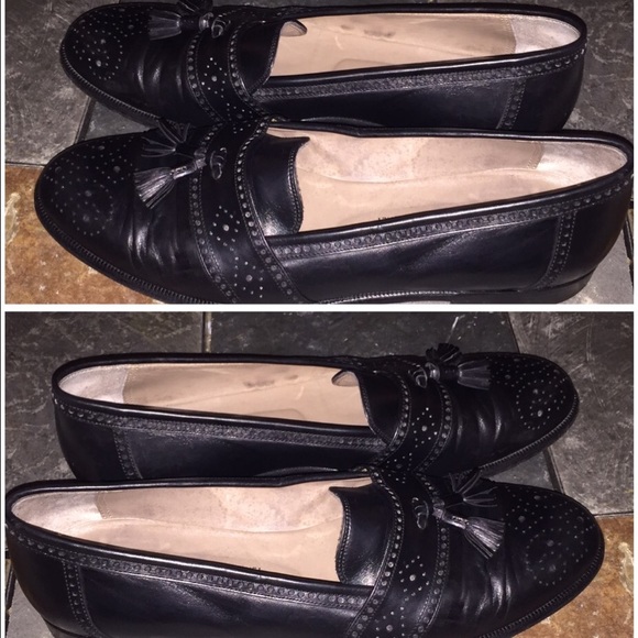BALLY BLACK CALF LEATHER TASSEL WINGTIP SHOES 9.5D