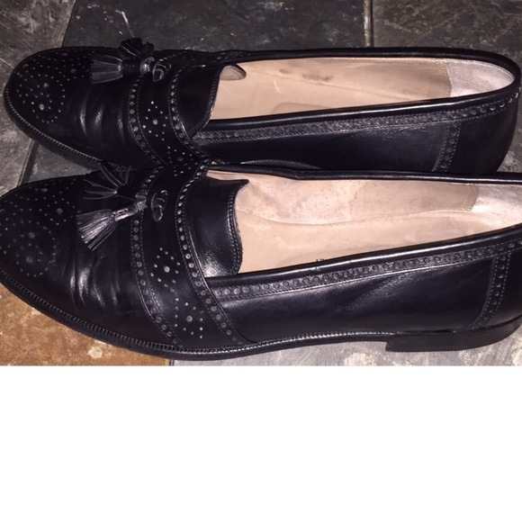 BALLY BLACK CALF LEATHER TASSEL WINGTIP SHOES 9.5D