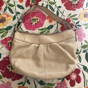 Beige leather coach purse