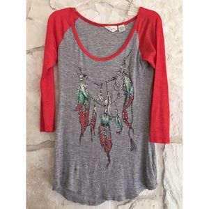 NWOT Miss Me Rhinestone Three Quarter Sleeve Tee