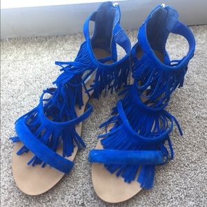 Steve madden, fringe blue sandals