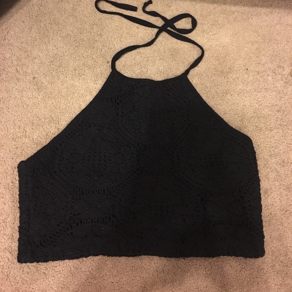 Black crochet crop top