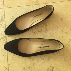 Manolo Blahnik black suede flats