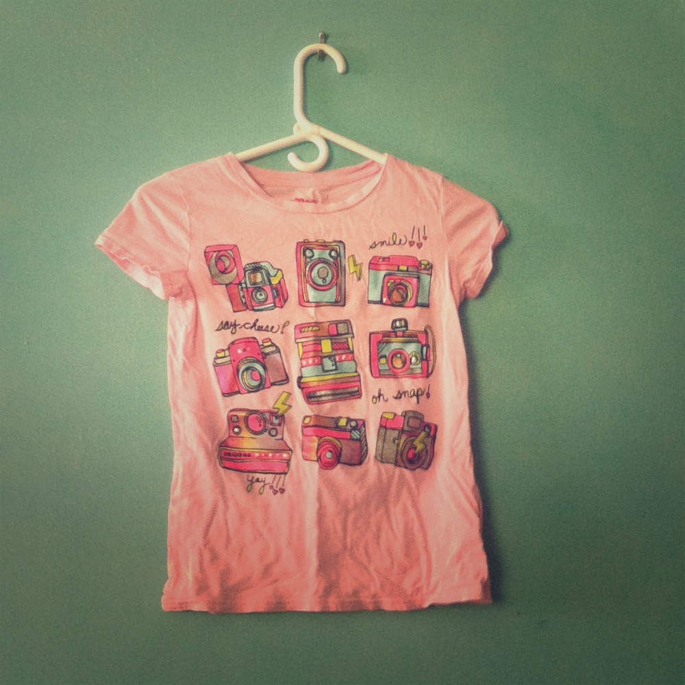 Pretty camera t-shirt and it is colorful!
