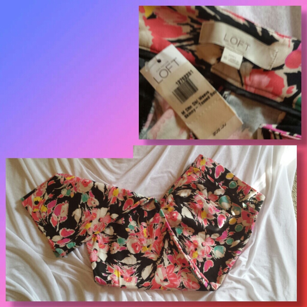 NEW Ann Taylor LOFT Marisa Cropped Pants Floral 16