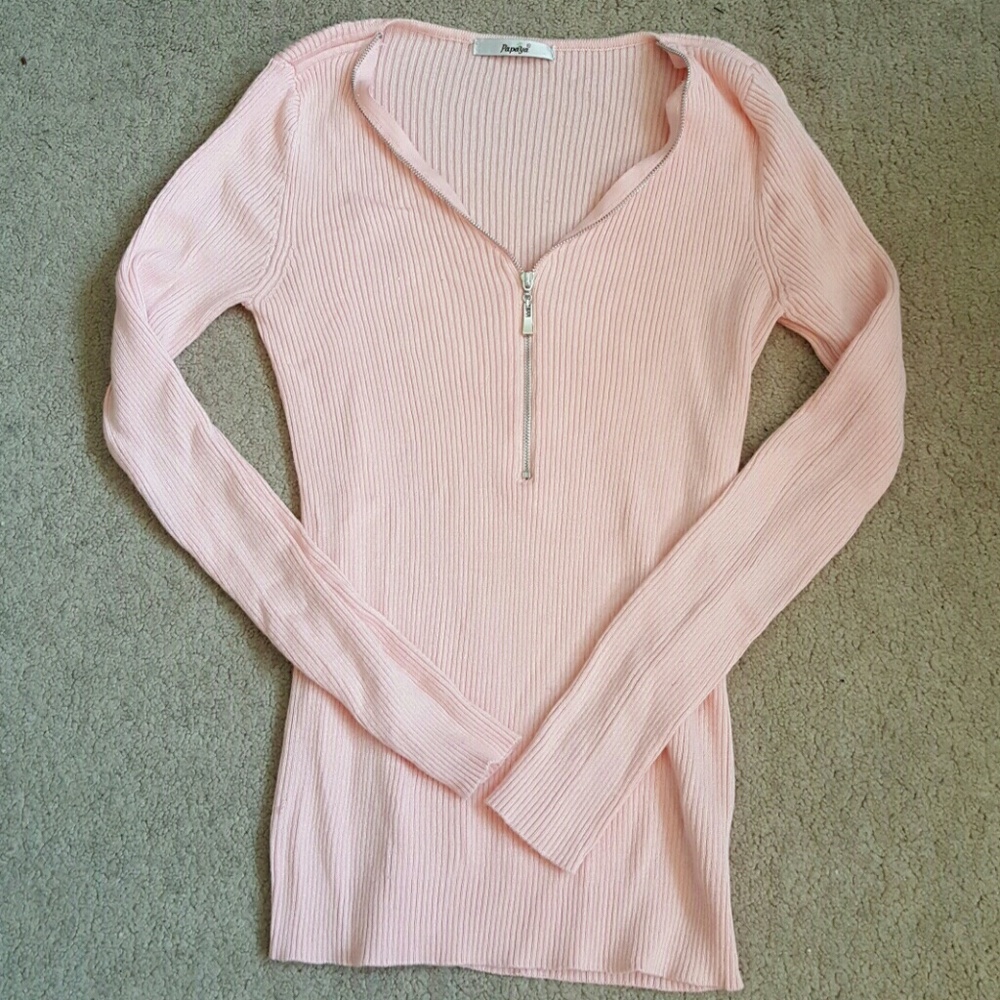 Ribbed Zip-up Sweater