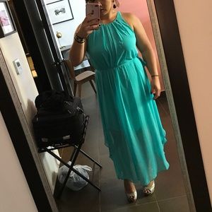 Turquoise teal formal bridesmaid dress