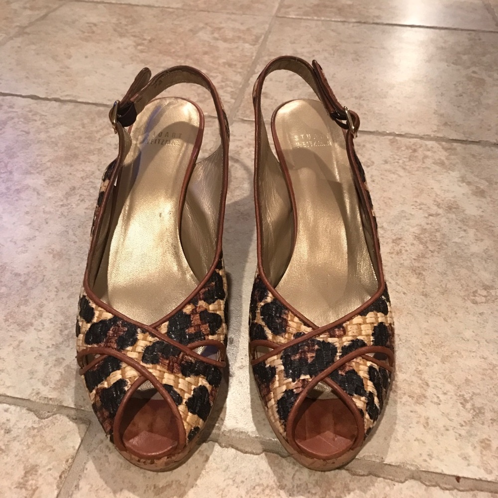 8.5 Stewart Weitzman peep toe wedges