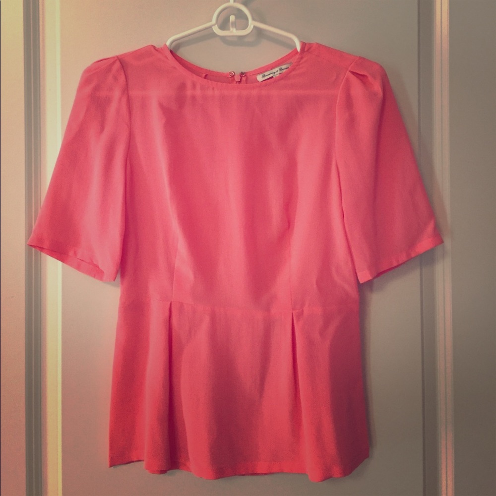 Madewell pink peplum silk top