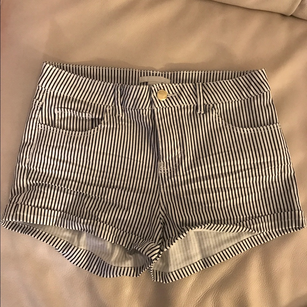 Blue and White Stripped Shorts - New Size 4