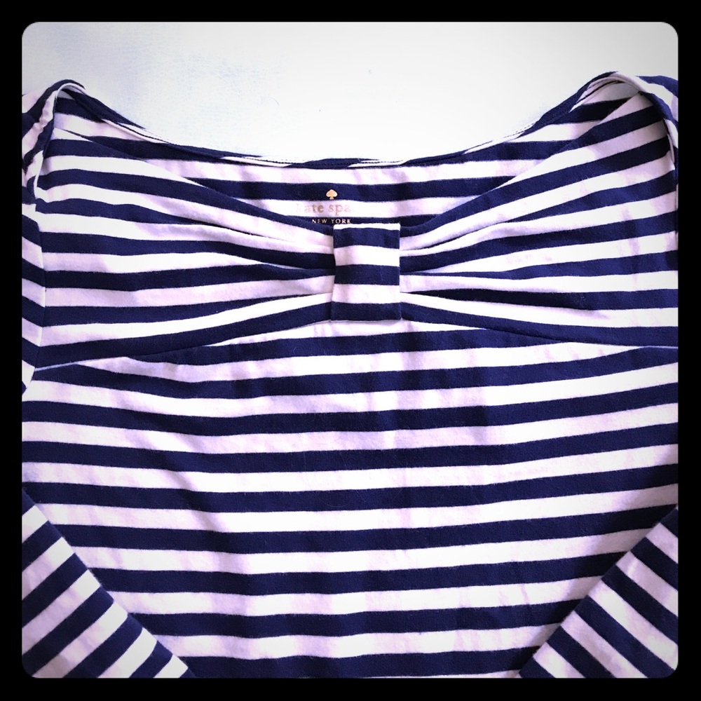 Kate Spade Bow Neck Navy and White Striped Shirt