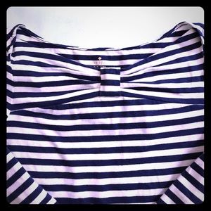 Kate Spade Bow Neck Navy and White Striped Shirt