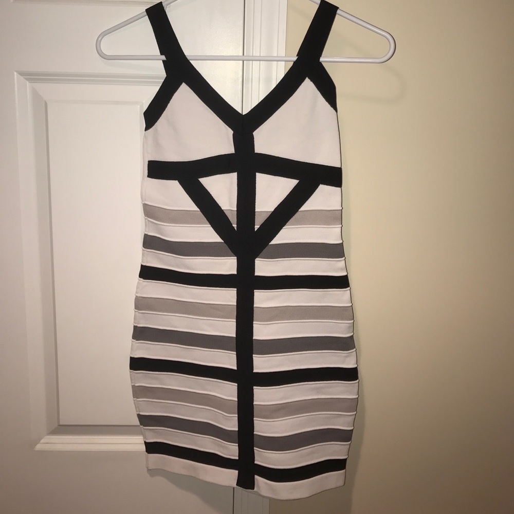 Stripped bandage mini tank dress