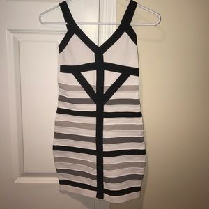 Stripped bandage mini tank dress