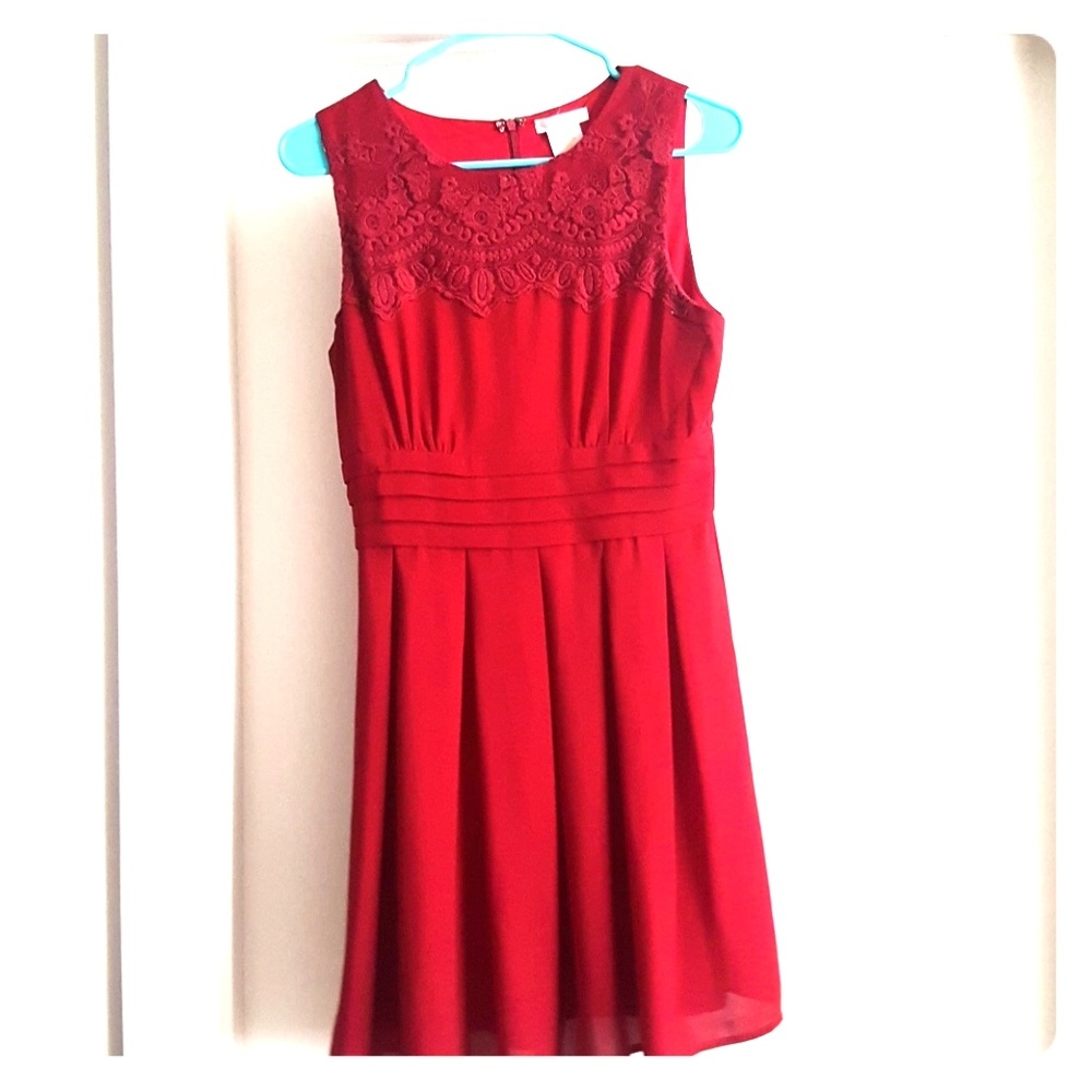 Embroidered cranberry lace dress modcloth