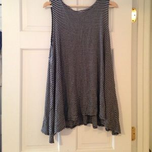 Gray and navy striped tunic