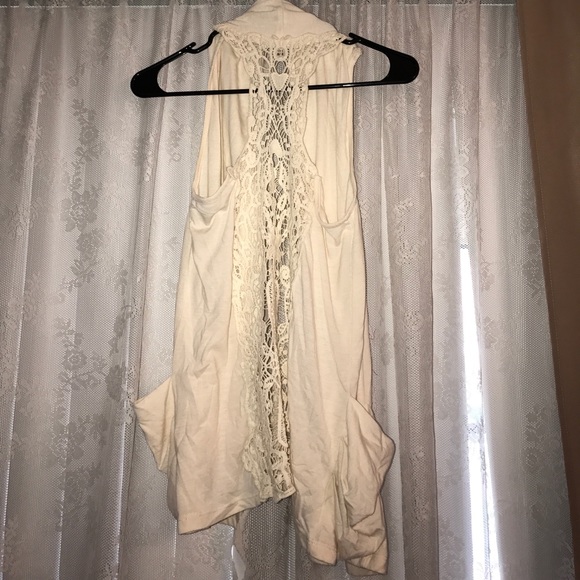 Cream crotchet back sleeveless cardigan - Picture 2 of 2