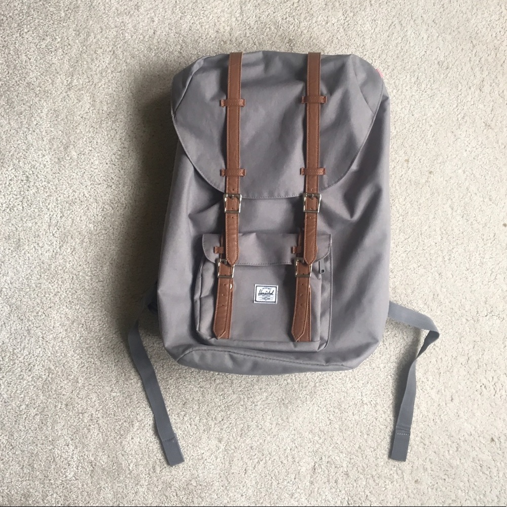 Herschel grey & tan backpack- like new