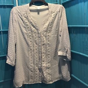 Cute light mint green button up 3/4 sleeve top