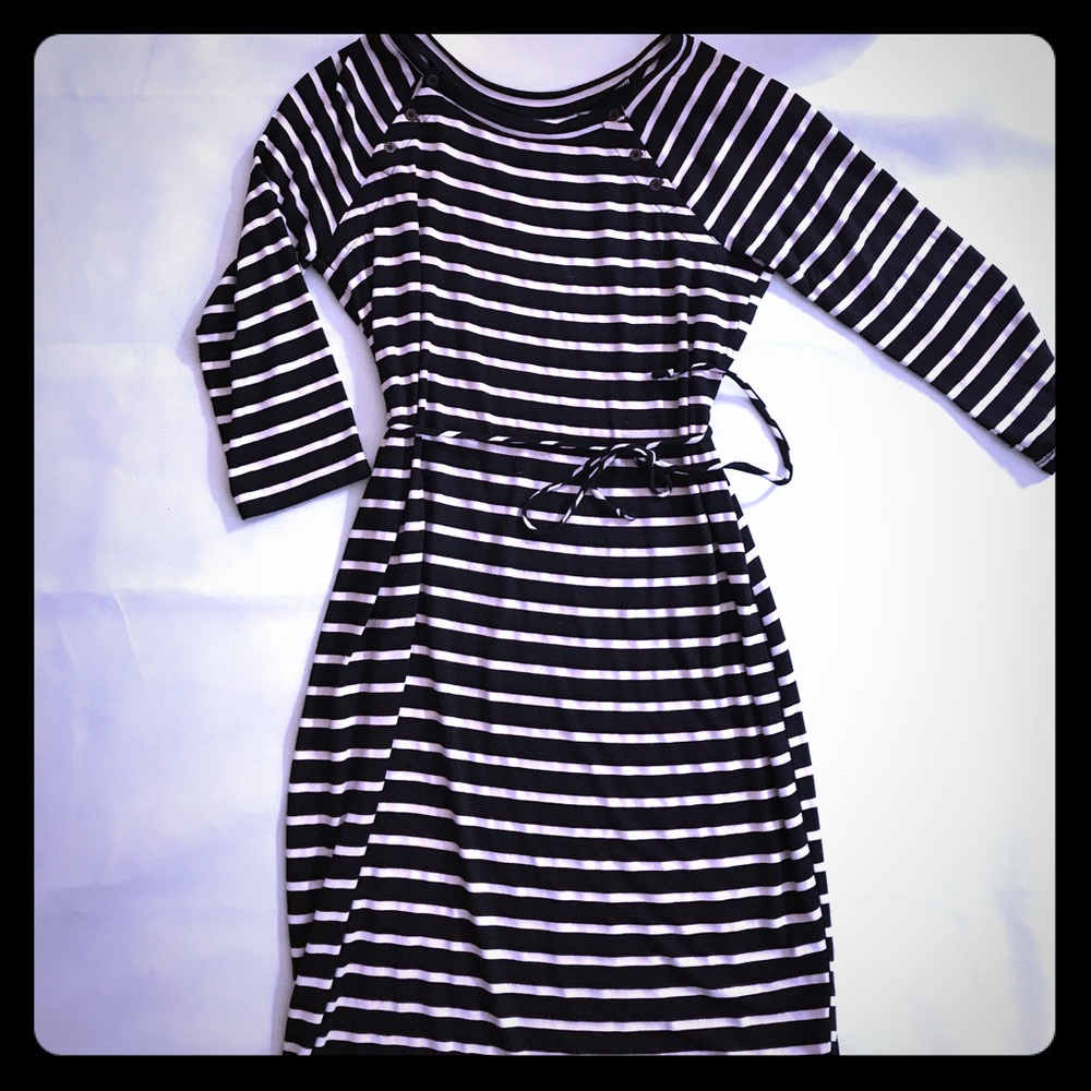Motherhood Maternity Black & White Striped Dress