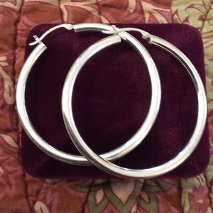 1.75" SSilver Tube Hoop Earrings NWOT