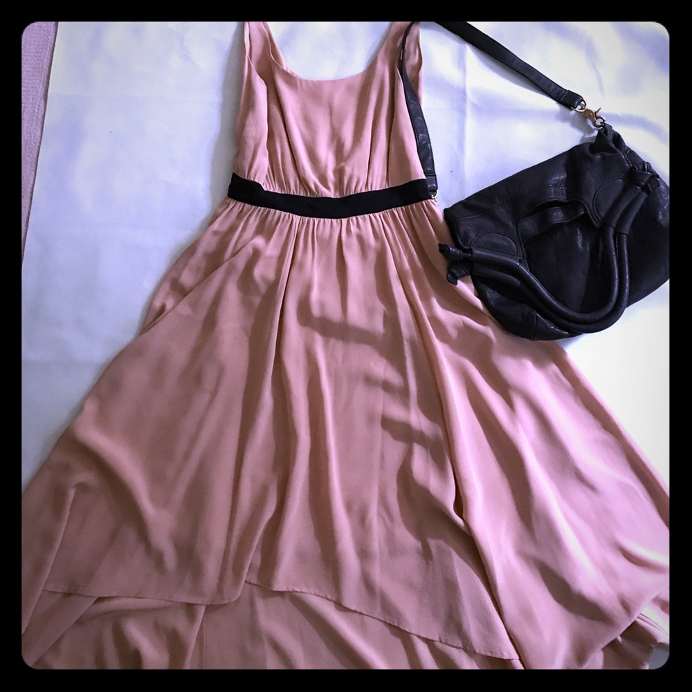 Rebecca Minkoff Silk Nude & Black High Low Dress
