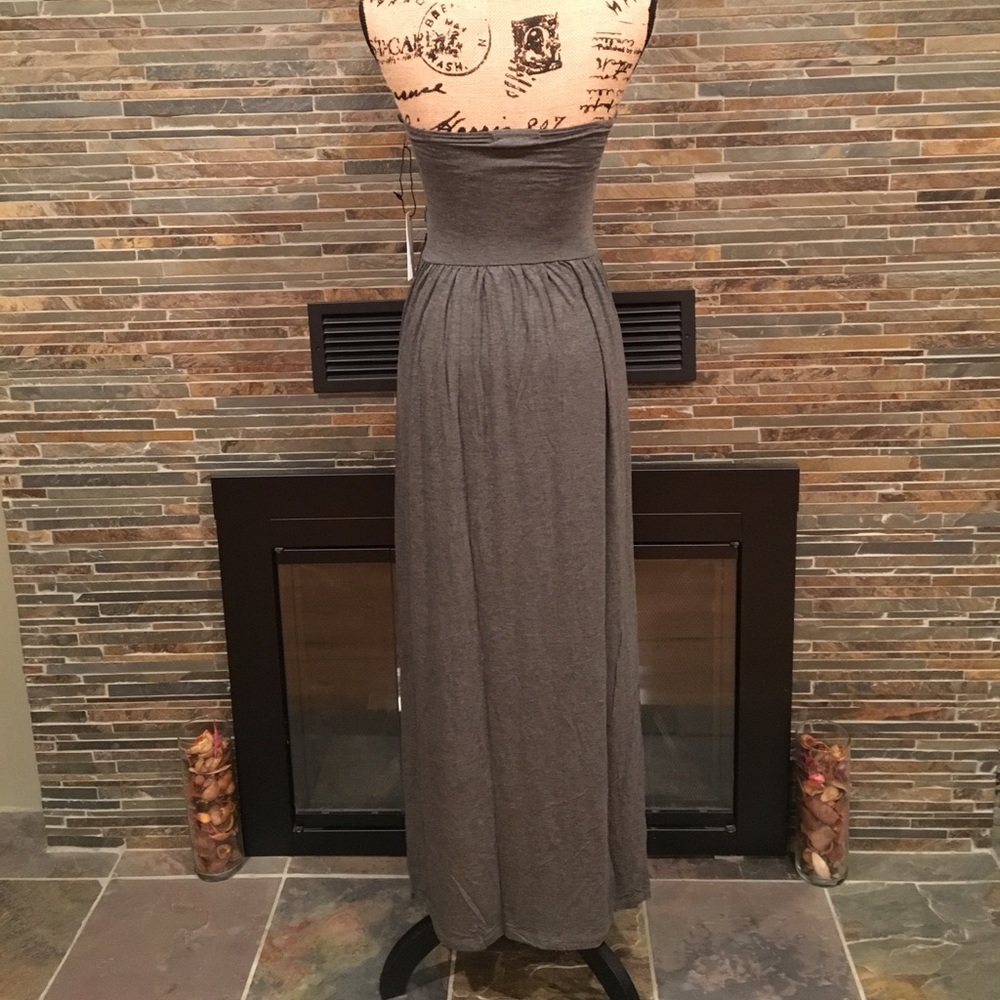 Charcoal Grey Tube Maxi Dress - Picture 3 of 3