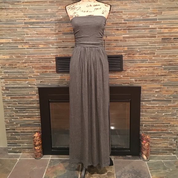 Charcoal Grey Tube Maxi Dress - Picture 2 of 3