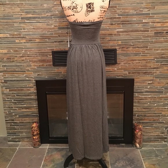 Charcoal Grey Tube Maxi Dress - Picture 3 of 3