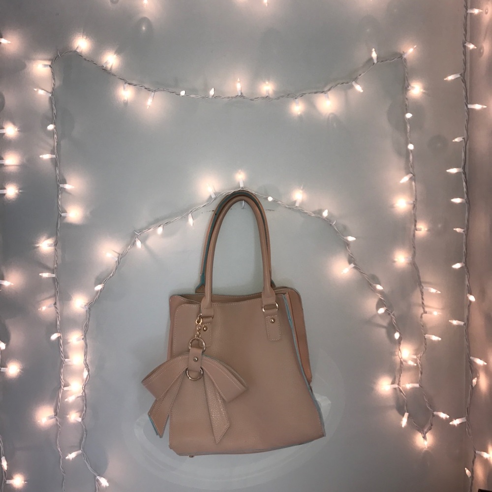 Salmon and turquoise colored purse