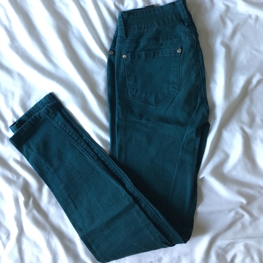 Teal skinny jeans