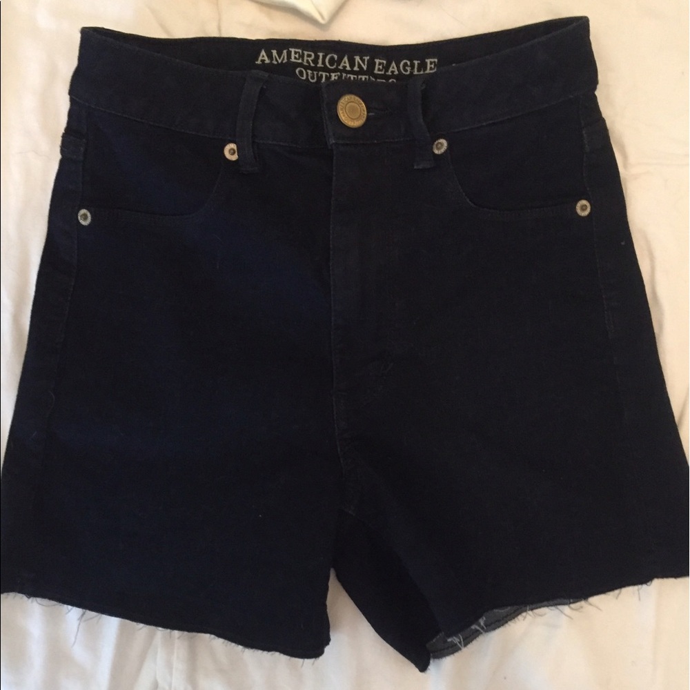 AEO dark denim high waisted shorts