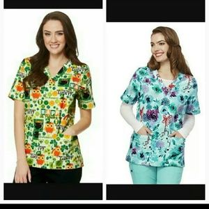 Lucky Owl & Ice Skates Scrub Top Bundle